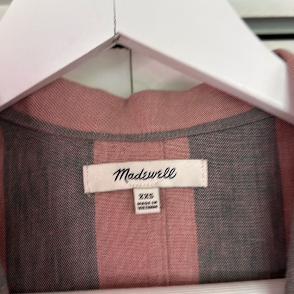 Madewell Pink and Gray Striped Short-Sleeve Button Front Blouse - Picture 4 of 10
